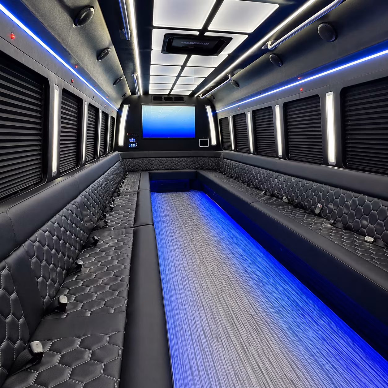grand rapids 50 passenger party bus inside