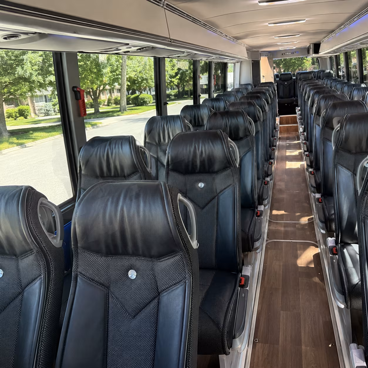 grand rapids 56 passenger charter bus inside